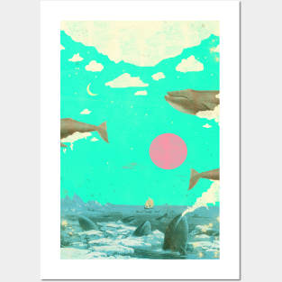 FLOATING WHALES Posters and Art